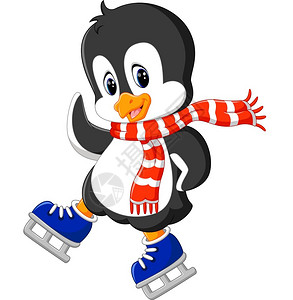 可爱的企鹅滑冰图片