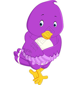 可爱的紫色鸟卡通漫画背景图片