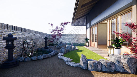 波特兰日本花园日式本花园热带外表设计雅潘风格3d背景