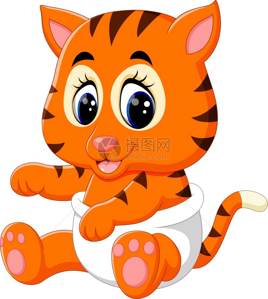 可爱婴儿老虎插图图片