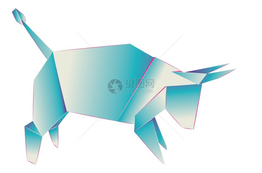 尼龙彩色公牛折纸风格设计几何图解图片