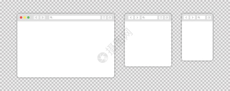 浏览器窗口孤立的矢量网络元素透明背景设计模板带有用于移动设备计的浏览器窗口空白模板网站设计模型eps10背景图片