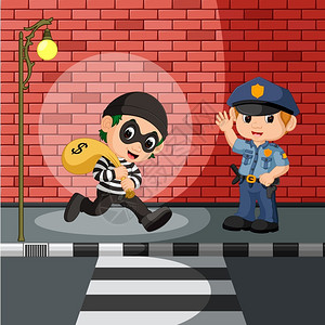 盗贼和警察卡通背景图片