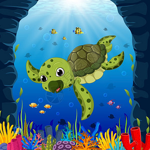 水下卡通海龟图片