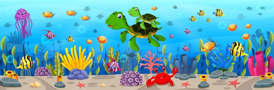 卤水鹅头水下卡通海龟插画