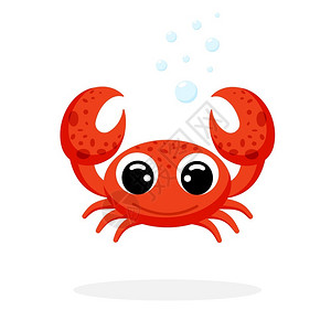 可爱卡通小螃蟹矢量设计插图背景图片