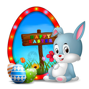 兔子和鸡蛋插画图片