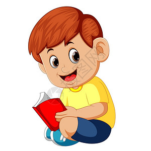 可爱男孩阅读书图片