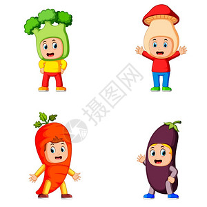 穿着蔬菜服装的儿童图片