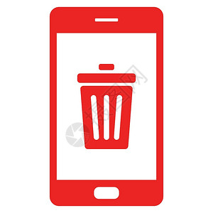 红色电话垃圾桶和智能手机插画