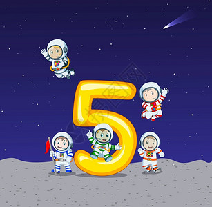 五号飞船上有五个宇航员背景图片