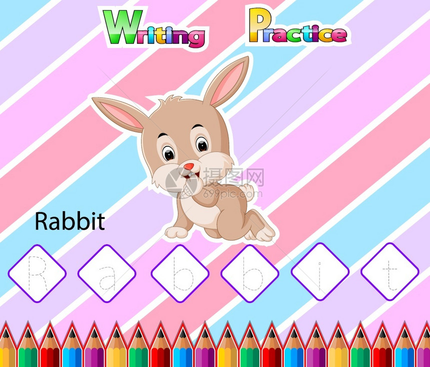 用于插图兔子的工作表写练习r字母图片