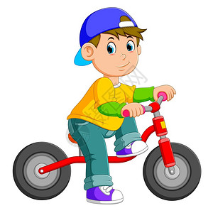 骑红色自行车的男孩图片
