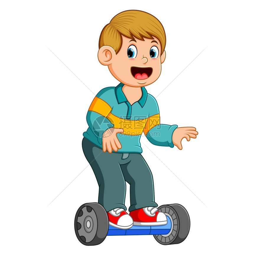 男孩站在平衡车上图片