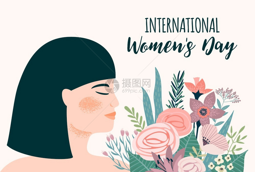 国际妇女日海报传单卡片矢量元素模板图片