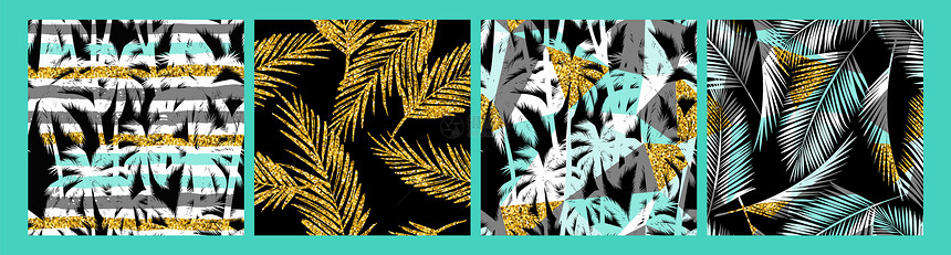 热带植物和金光线纹理的无缝异国模式纸张封面布料内部装饰品和其他用户的现代抽象设计热带植物和金光线纹理的无缝异国模式图片