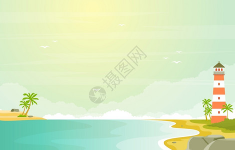 越南天堂岛热带沙滩海滨棕榈树夏季景观图设计图片