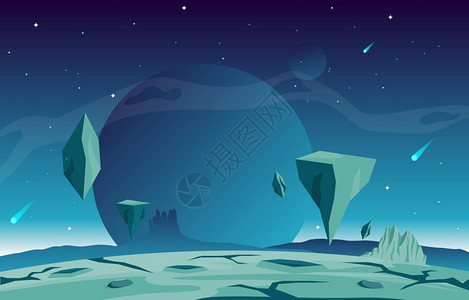 平流层行星天空表面景观插图插画