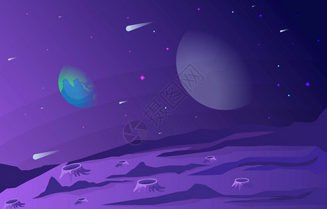 平流层行星天空表面景观插图插画