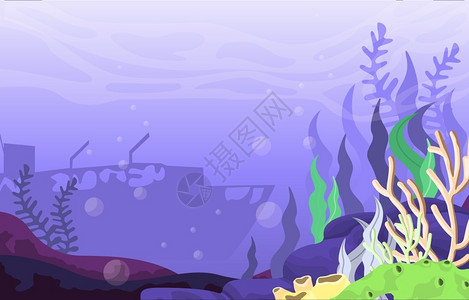 深海风光珊瑚海草图片