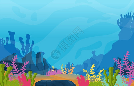 海草珊瑚礁海底风光背景图片