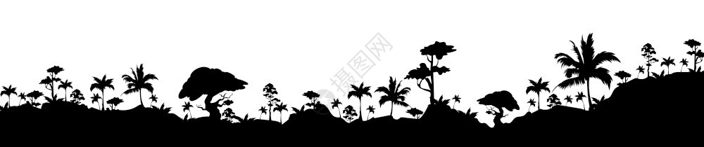 亚热带季风气候热带雨林树木剪影设计图片