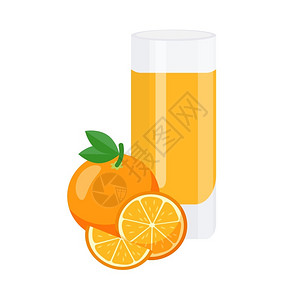 平式橙汁的简单杯子矢量隔离图片