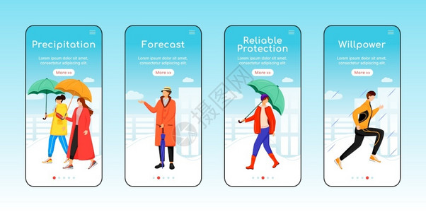 华降伞雨水降预报通过带有字符的站台步骤uxig智能手机卡通接口立案印集插画