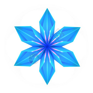 折纸元素3d蓝色折纸雪花矢量设计元素插画