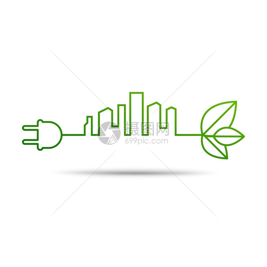 可持续的能源开发生态概念和环境城市设计要素矢量说明图片