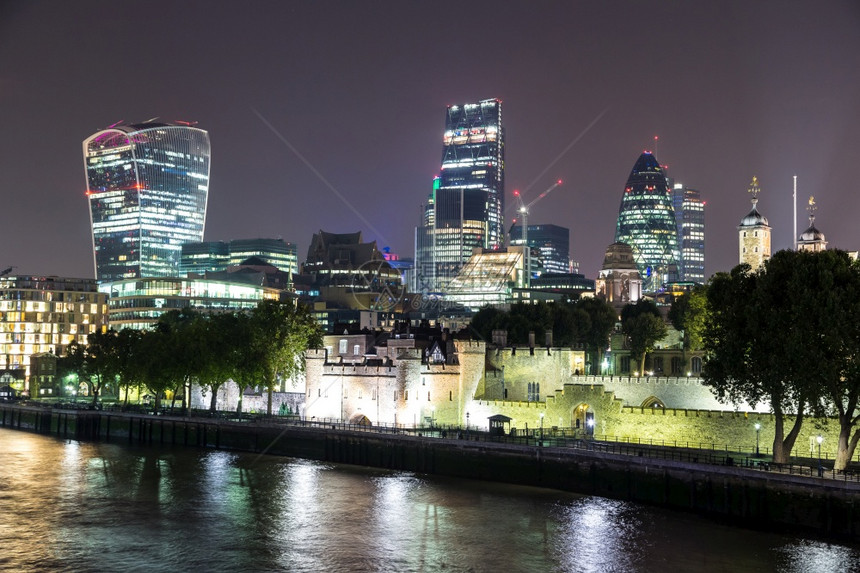 伦敦城市的风景在一个美丽的夏天夜晚英国联合王图片
