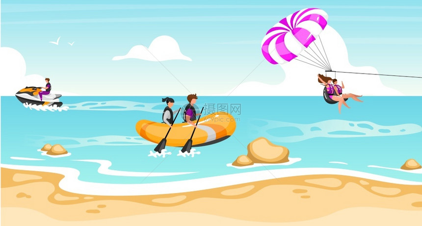 跳伞户外冲浪海滩娱乐活动 图片