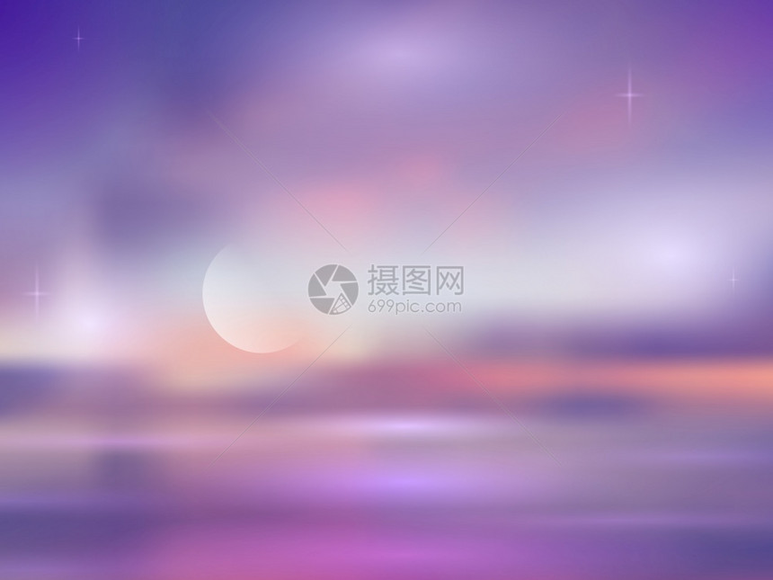 月亮和恒星的海景矢量景观图片