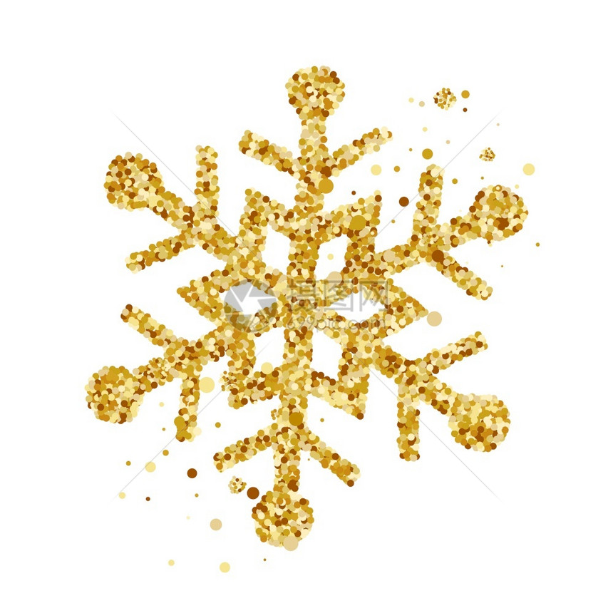 手画金色圣诞雪花xma装饰设计元素以反向风格孤立的冬季矢量说明装饰设计元素反向风格孤立的冬季矢量说明图片