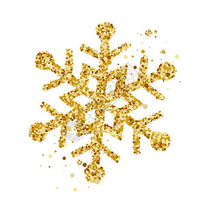 手画金色圣诞雪花xma装饰设计元素以反向风格孤立的冬季矢量说明装饰设计元素反向风格孤立的冬季矢量说明背景图片