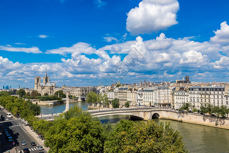 夏日的西内和巴黎女神的空中观察图片