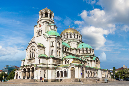 索非亚的历山德诺夫斯基大教堂夏天的日子里布加雅背景图片