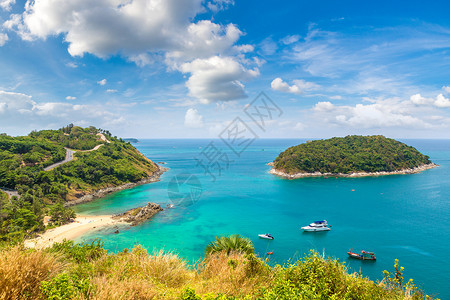 夏日在泰国普吉的雅奴海滩全景高清图片