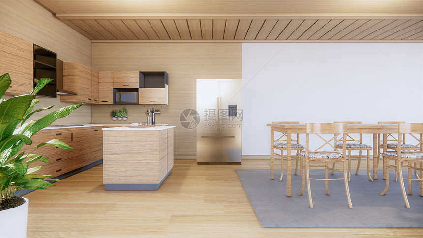 厨房室日本式3D图片