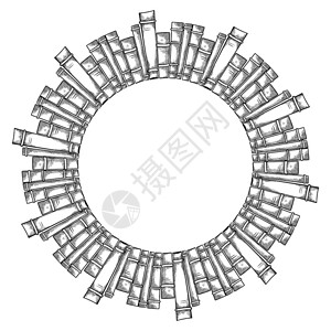 手绘环状书架背景图片