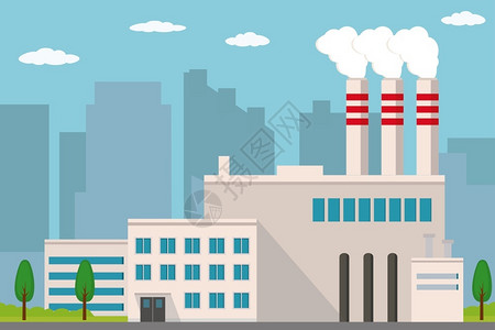 工厂环境工业厂城市对背景的看法矢量说明图插画