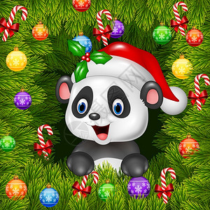 圣诞节快乐的熊猫图片