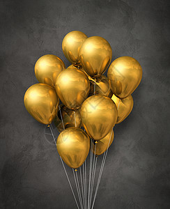 深混凝土背景的金气球组3d插图金气球组混凝土背景的金气球组图片