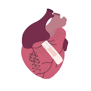 用缝合和补丁来显示不切实际的心脏医学图片背景图片