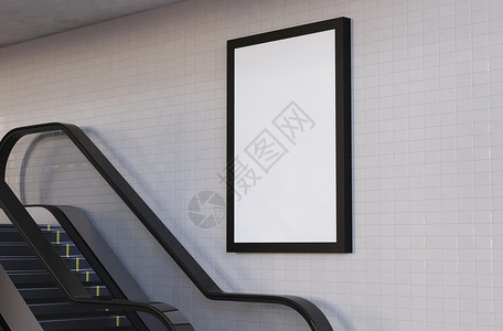 品牌海报3d插图模拟地铁站空白的横向广告牌海报抵制和品牌概念背景
