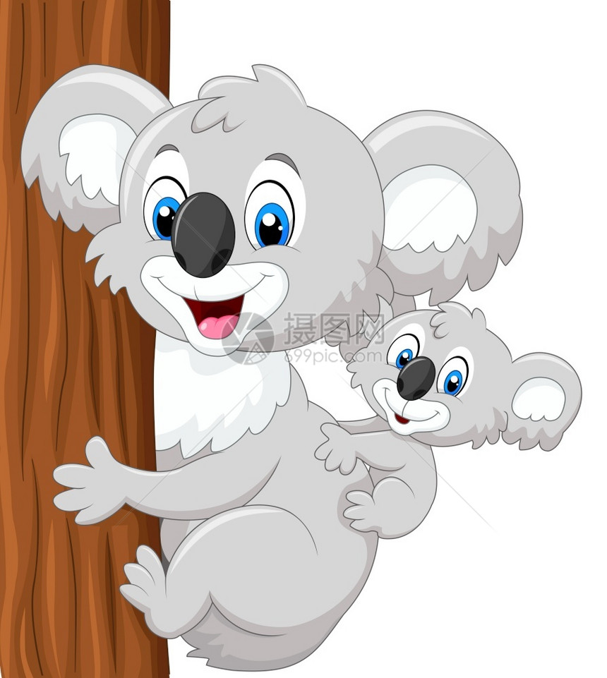 奶妈背抱着树的卡通婴儿拉阿koal图片