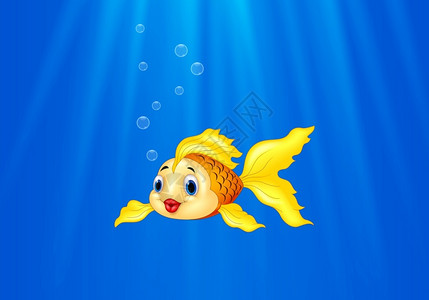 在水中游泳的卡通金鱼图片