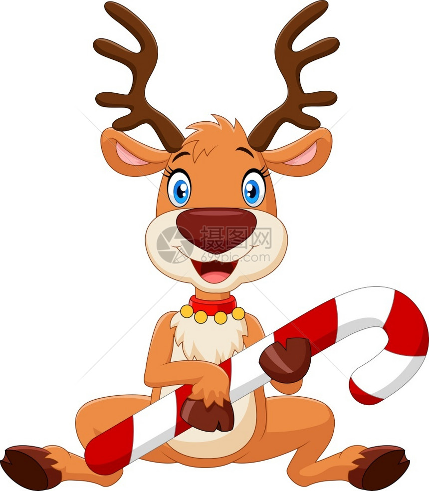 拥有圣诞糖果的可爱小鹿图片