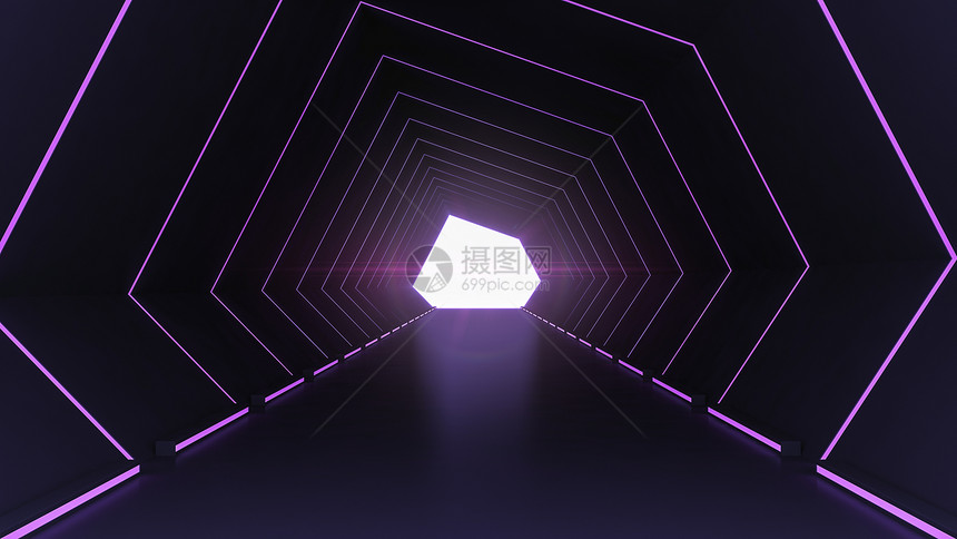 具有亮光背景的3D内地隧道图片