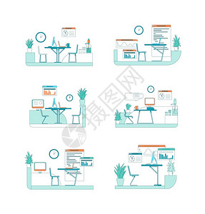 企业空间孤立漫画插图用于网络形设计和动画收集背景图片